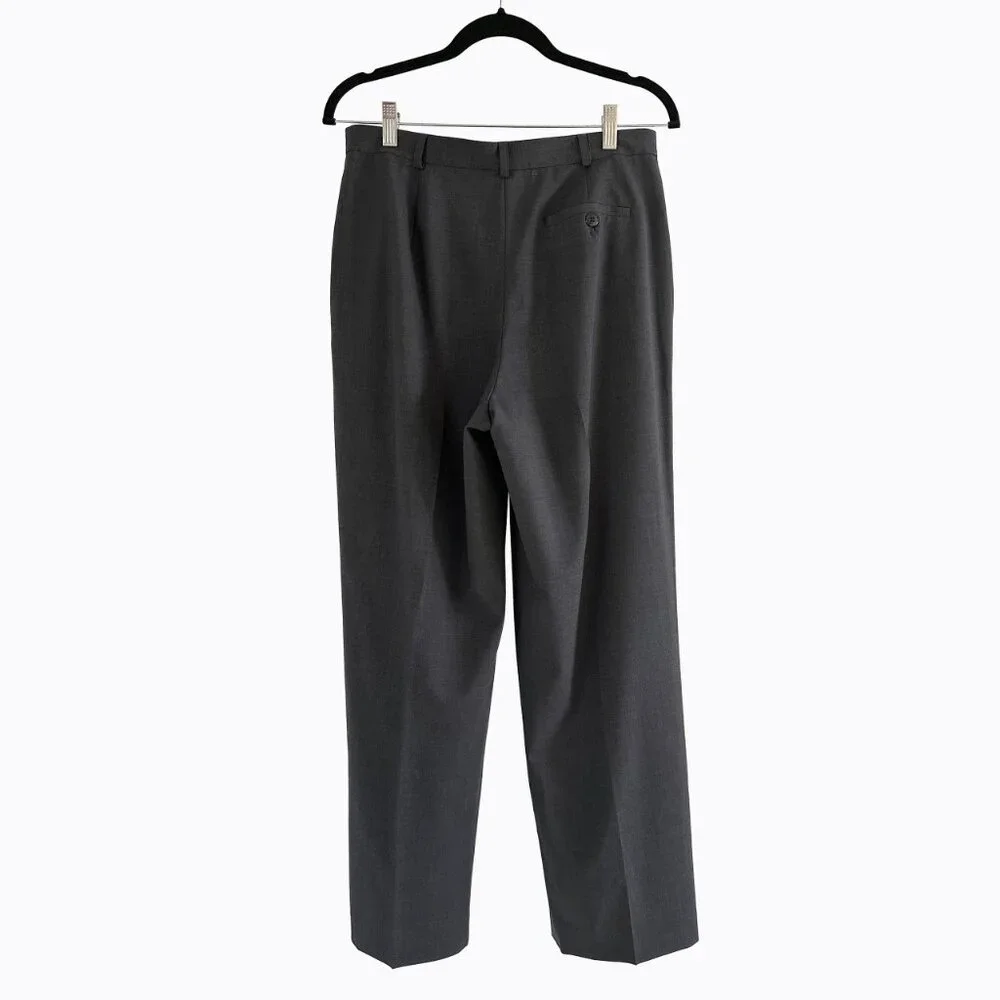 Wool Stretch Wide Leg Trouser 12P Lightweight Charcoal Office Siren Y2K Academia